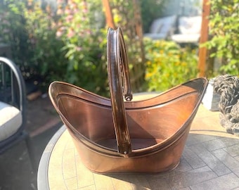 Macetero tipo góndola de metal vintage: Cubo de carbón con acabado de cobre, decoración de jardín turca