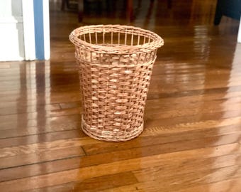 Vintage Wicker Waste Basket | Cottagecore Rustic Prairiecore Farmhouse Style | Trash Can