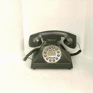 Retro Black European Style Push Button Landline Telephone: Vintage Desk Phone