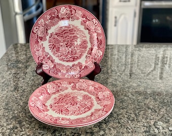 Pratos de jantar vintage Wood and Sons Transferware: Paisagem Inglesa de Enoch Wood, conjunto de 3