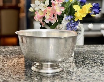 Vintage Crescent Silver Plated Serving Bowl: Paul Revere Style, Made in USA