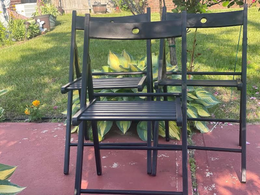 美品　2脚セット　IKEA TERJE 折りたたみチェア ブラック イケア IKEA TERJE テリエ 折りたたみチェア 2脚セット ブラック