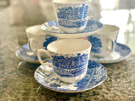 Royal Essex Ironstone Tea Cups and Saucers (set of 4