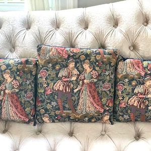 Vintage French Medieval Style Tapestry Throw Pillows, French Country Deco,  Medieval Deco, France Tapestry  Cushion Home Decor