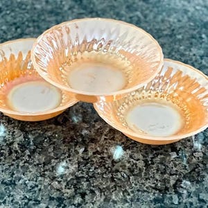 Vintage 3 Lustre Bowls  Fire King Peach - Anchor Hocking Swirl Dinnerware