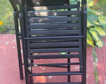 Set of 3 Terje Folding Chair : Portable Black Wood Chairs - Etsy