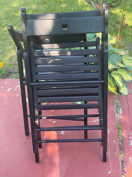Set of 3 Terje Folding Chair : Portable Black Wood Chairs - Etsy