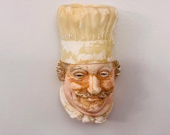Bossons Chef Chalkware Wall Plaque: Vintage England Kitchen Decor