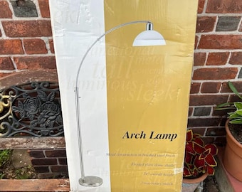 Floor Arch Lamp 3-way Rotary Switch with Frosted Glass Dome Shade: Open Box