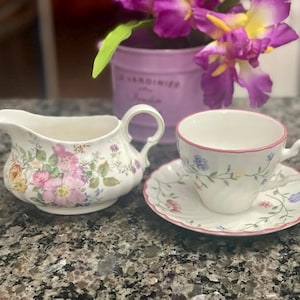 English Creamer Jug and Tea Cup and Saucer:  Bone China Tea ware