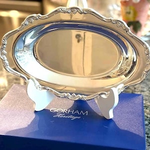 Vintage Gorham Heritage EP Silver Plated Oval Serving Tray/Dish Silver Holloware Kitchenware Platter, New in Box