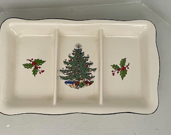 ヴィンテージ スポード クリスマスツリー 丸型脚付きケーキスタンド