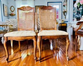 Vintage Stanley Furniture Louis Xv Cane Back Style Dining Chairs - Set of 4