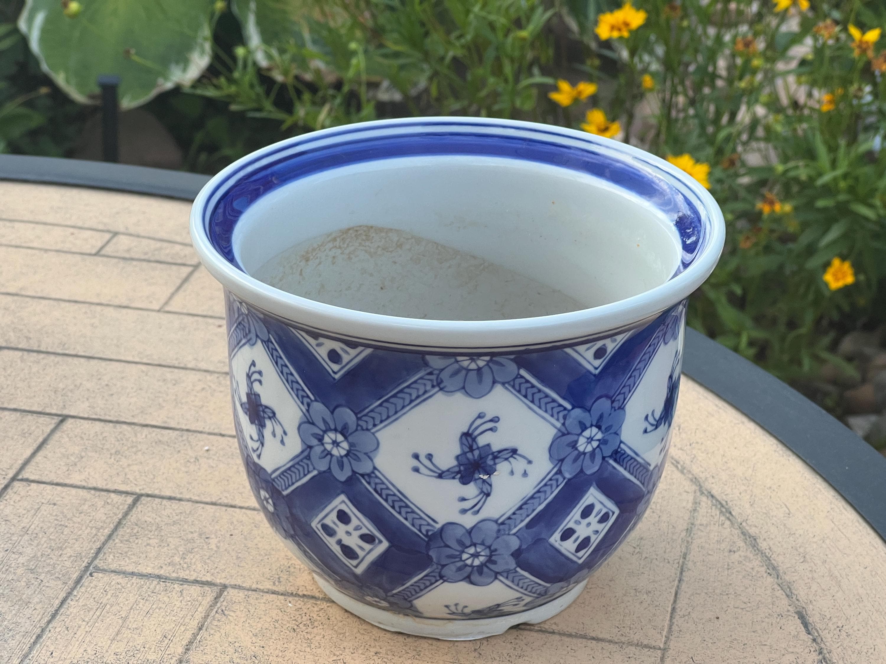 Blue White Planter Vintage - Etsy