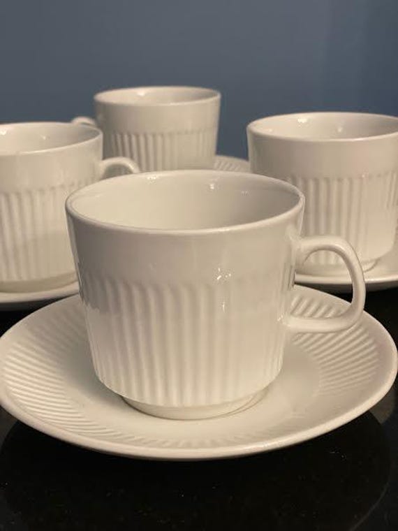 Vintage Johnson Brothers Athena White Ironstone Tea Cup and Saucer