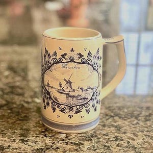 Vintage Delft Blue Heineken Stein Mug: Holland Barware image 3