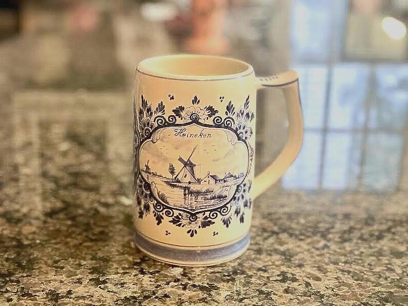 Vintage Delft Blue Heineken Stein Mug: Holland Barware image 3