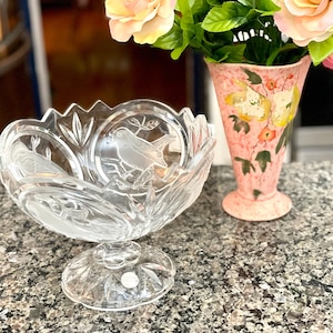 Crystal D'Arques Glasstandschale: Vintage französische Kompottschale