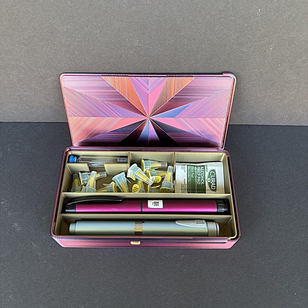 Pen Travel Essentials Case Injection Pens Needles Cartridges Wipes Peptides Insulin Diabetes Slim Locking Slide Top