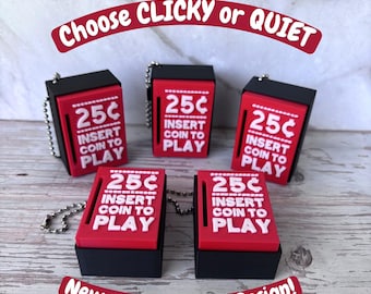 Retro Arcade Coin Return Fidget Clicker Keychain