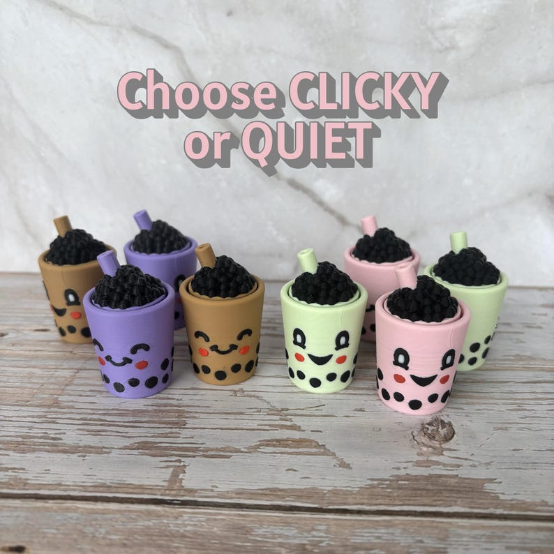 Boba Tea Fidget Clicker Keychains - Etsy