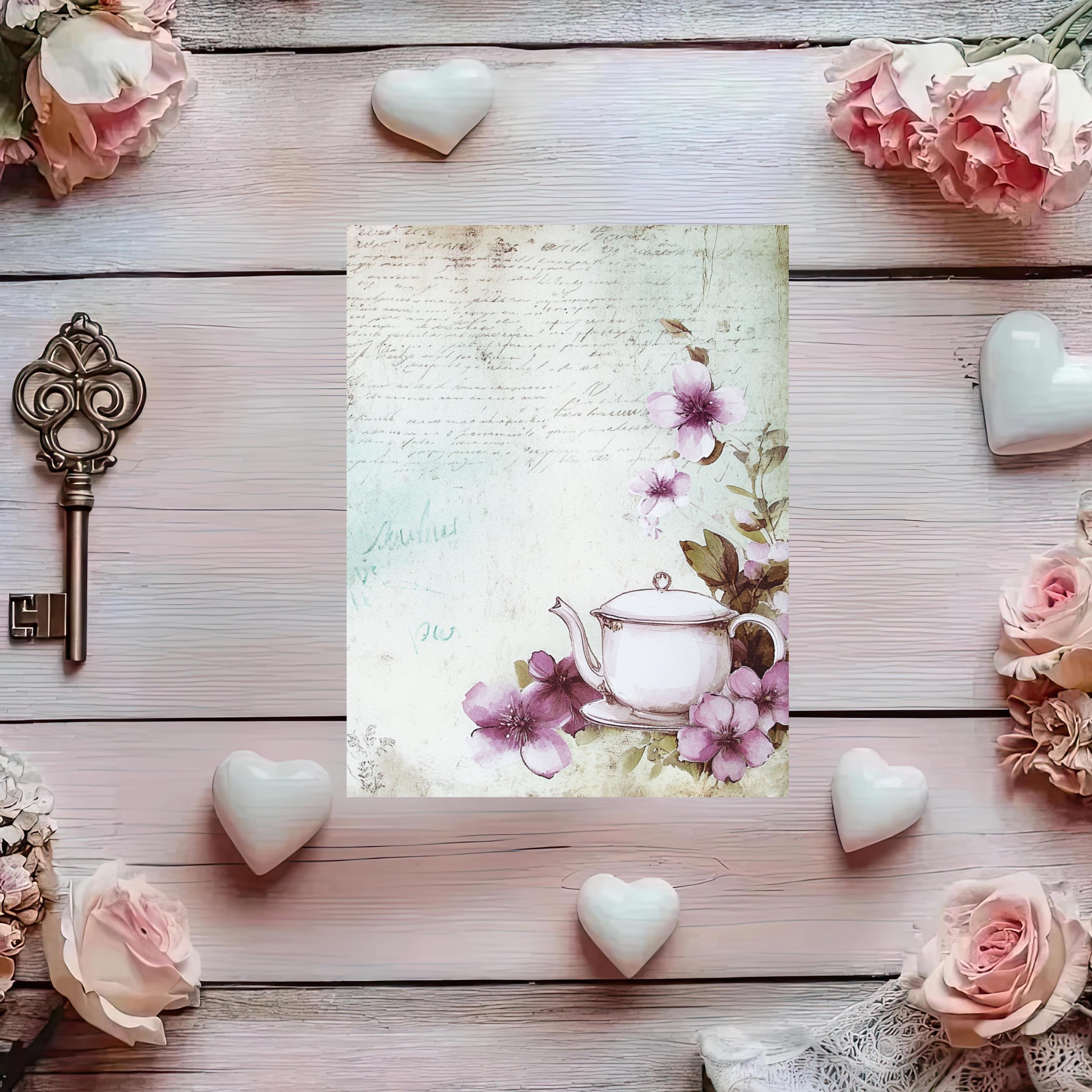 Shabby Chic Teapot Junk Journal Kit: Printable Ephemera (digital ...