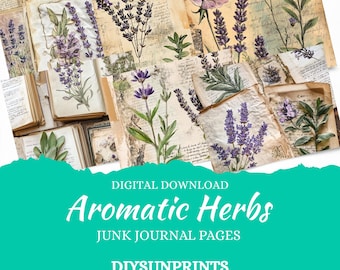 Aromatic Herbs Junk Journal Kit: Vintage Ephemera (Digital Download)