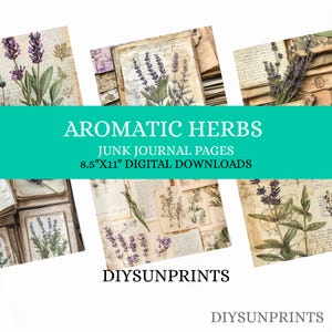 Diario di erbe aromatiche, 35 download digitali, 8,5 x 11, materiale effimero stampabile, carta per lavoretti, materiali per diario di erbe aromatiche