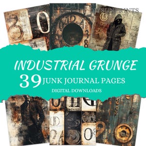 Industrial Grunge Junk Journal, 39 Digital downloads, 8.5 x 11, Printable Journal Ephemera, Paper Craft,  Grunge Junk Journal Supplies
