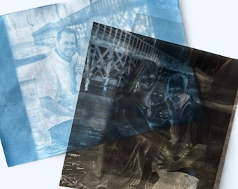 Cyanotype Paper Printing Kit: DIY Sun Prints with Transparency Stencil