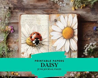 Daisy Junk Journal Kit: Vintage Floral Ephemera (Digital Download)