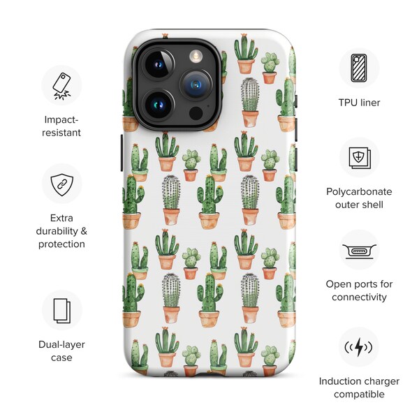 Fun Cactus Design iPhone Case, Phone Case, Summer iPhone Case, Gift for Her, iPhone 15 Case, iPhone 14 Case, iPhone 13 Case, iPhone 12 Case