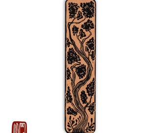 Unique Linocut Bookmark on Kraft Paper - Hand-Printed Tree Design