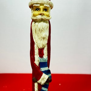 Vintage Skinny Santa Pillar Candle Holder