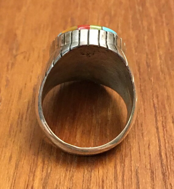 Native Sterling Silver Stone INLAY  Ring Patchwor… - image 6