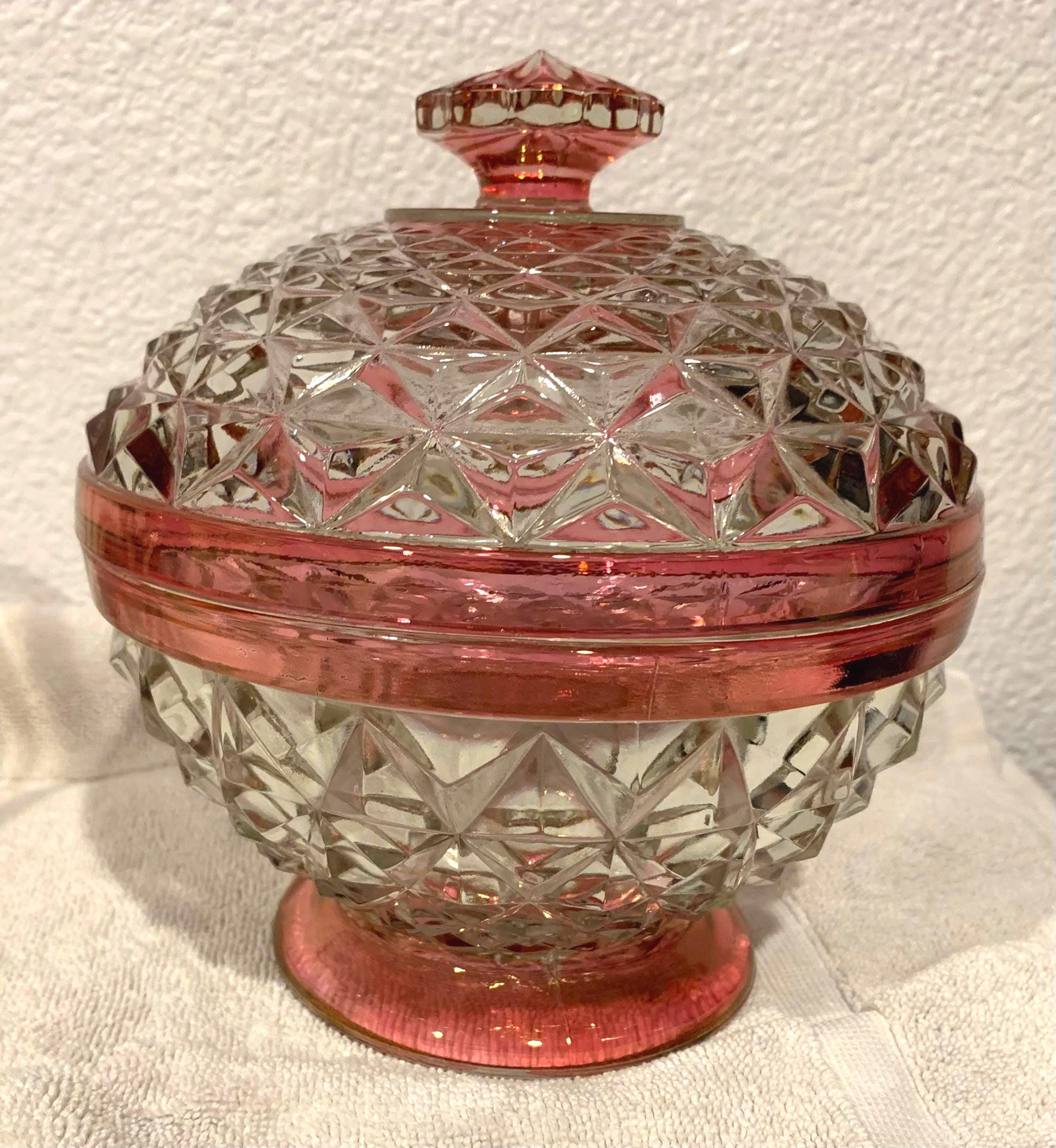 Tiffin-franciscan Williamsburg Cranberry & Clear Ruby Flashed