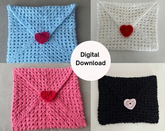 Crochet colourful love letter book sleeve/cover pattern - digital download