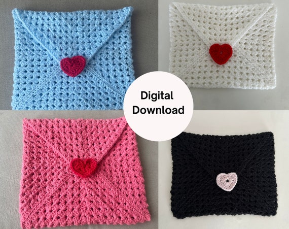 Crochet colourful love letter book sleeve/cover pattern - digital download