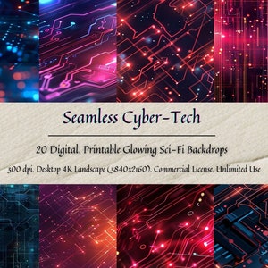20 naadloze Sci-Fi Cyber digitale achtergronden, gloeiende Photoshop-achtergronden, bureaubladachtergronden, zoom, Instagram, cosplay, computer screensaver