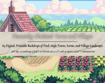 Pixel Towns Digital Backdrop Bundle, Abstract Spring Backgrounds, Digital Files, Rainbow, Instagram, POD, Commercial Use, Easy Download