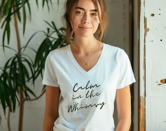 Bella + Canvas 3005 Unisex V-Neck Tee Mockup Design, Woman, Chic, Print on Demand, Boho Style, Instagram Ad Design Image, Commercial License