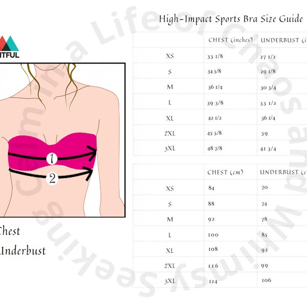 Woman's Bra Size Chart, Editable Canva Template, Printful All-Over Padded Sports Bra Guide, Digital Download, Easy Use, Lingerie, Commercial