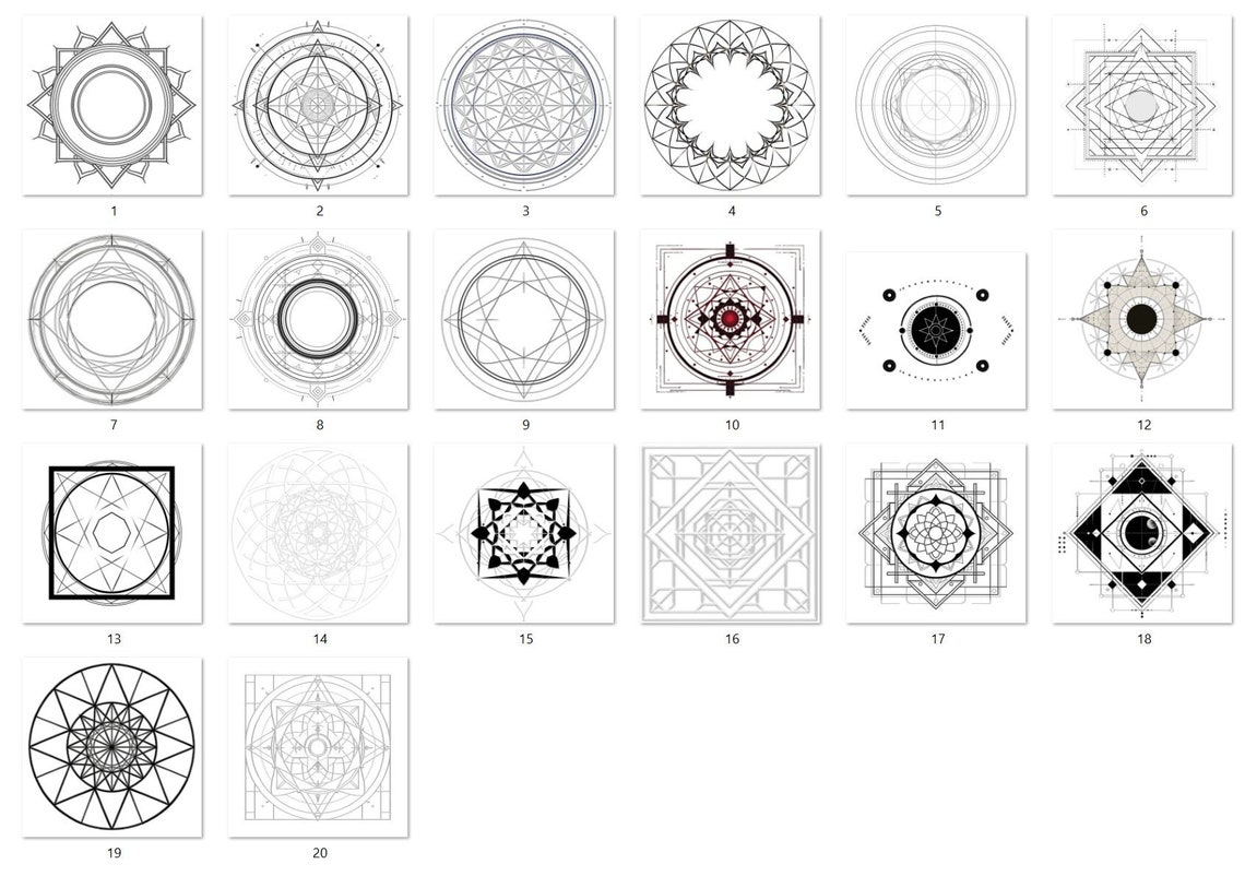 Geometric Shapes for Digital Overlay, PNG, Sacred Geometry, Digital ...