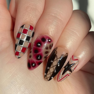 Rockstar - custom hand painted punk freestyle gel press on nails