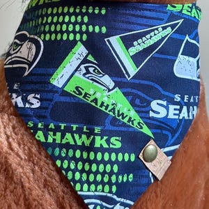 Seattle Seahawks Dog Bandana – Handmade Tie-On Pet Scarf – NFL Football Dog Accessory