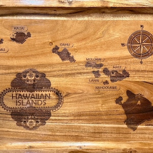 Personalized Hawaiian Islands Cutting Board: Tropical Wood Serving Tray