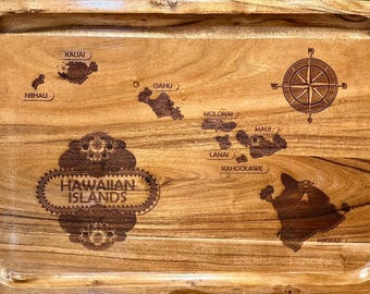 Personalized Hawaiian Islands Cutting Board: Tropical Wood Serving Tray