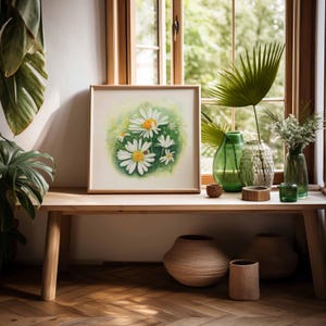 Poster acquerello con margherita e coccinella / Cottagecore Wall Art di Áine McPeake