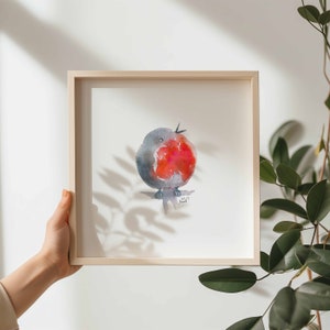 Robin Red Breast Bird Fine Art Print Gift of an original watercolour &quot;Sing your own song&quot; is great for a unique Christmas gift