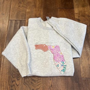 Embroidered State Sweatshirt: Applique Quilt Pullover